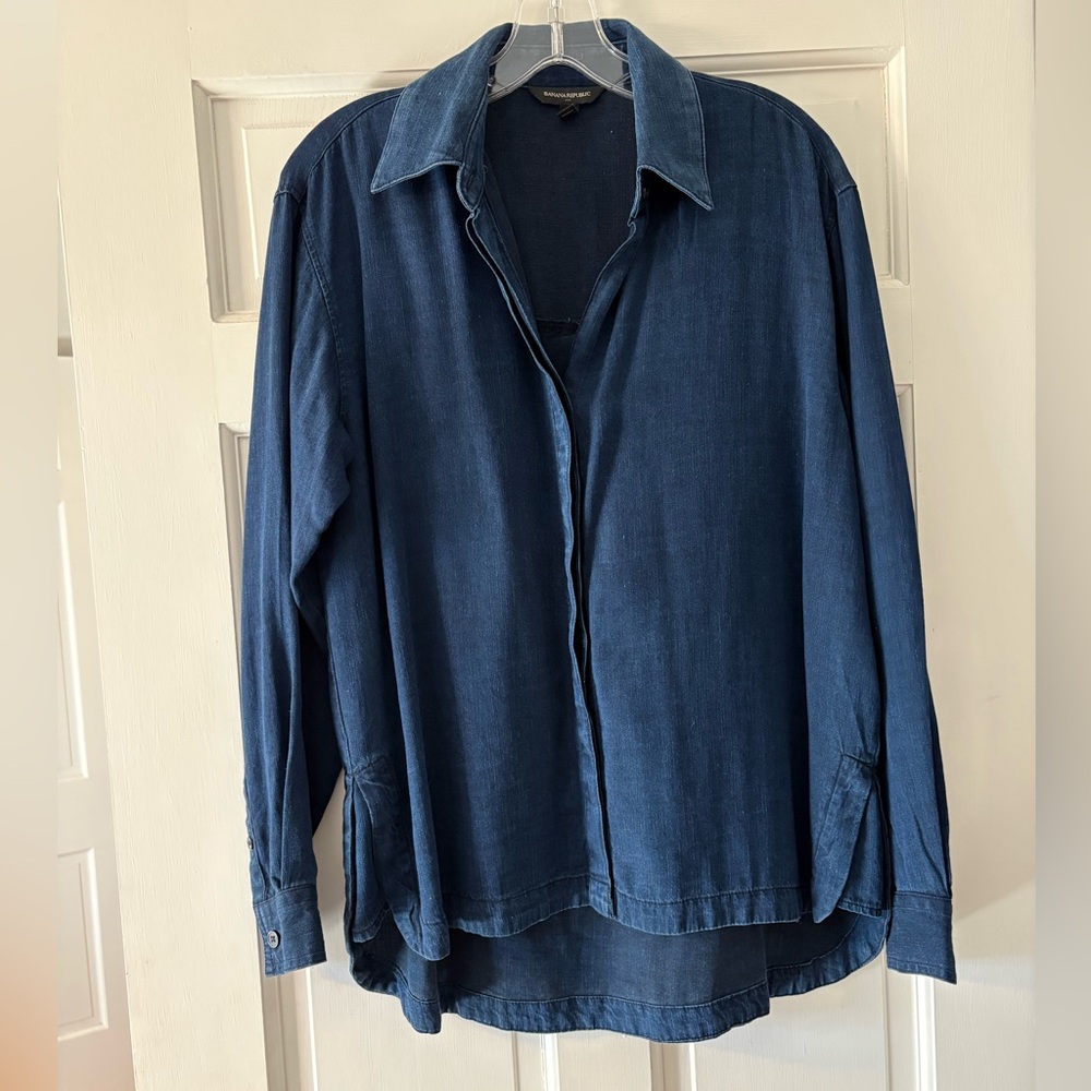 Women’s Oversized Dark Blue Relaxed Buttondown